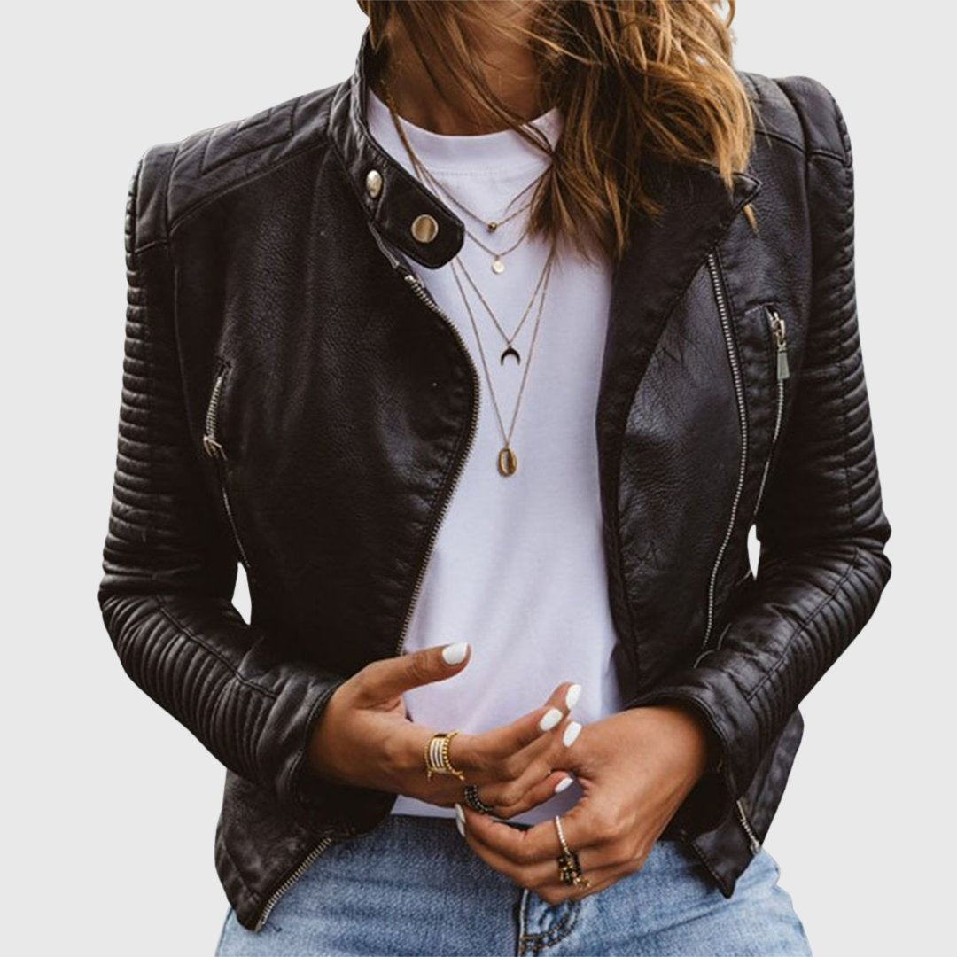 Cristina | Giacche in Pelle Donna Biker Maniche Trapuntate