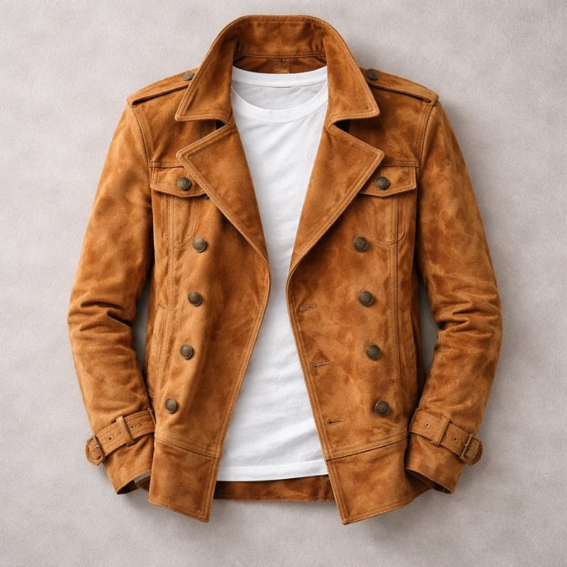 Dario | Caban Uomo in Suede Doppiopetto Collo a Revers
