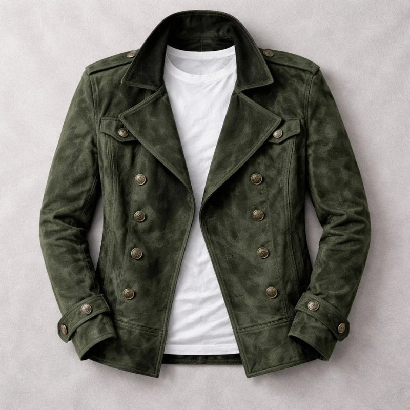 Dario | Caban Uomo in Suede Doppiopetto Collo a Revers