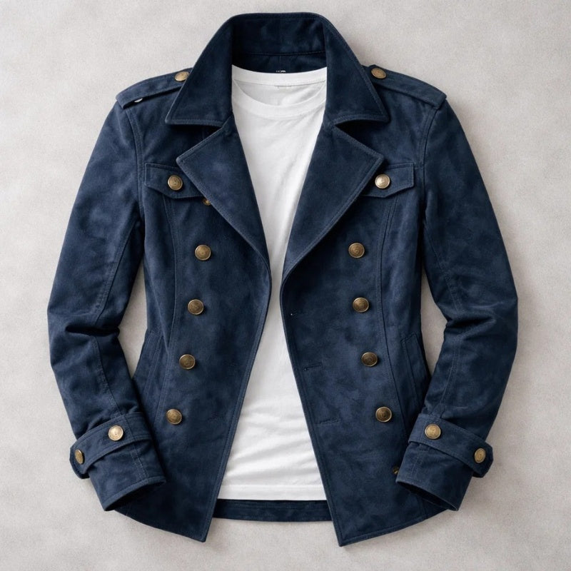 Dario | Caban Uomo in Suede Doppiopetto Collo a Revers