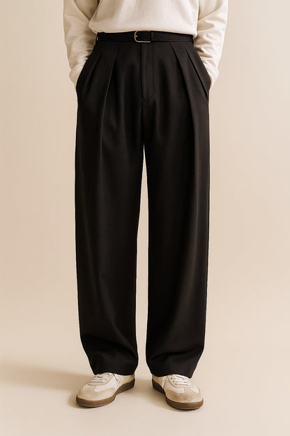 Dario | Pantaloni Completo Uomo Vita Alta Gamba Ampia Pieghe