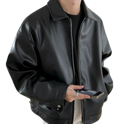 Davide | Giacca di Pelle Uomo Oversize con Zip