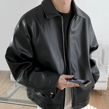 Davide | Giacca di Pelle Uomo Oversize con Zip
