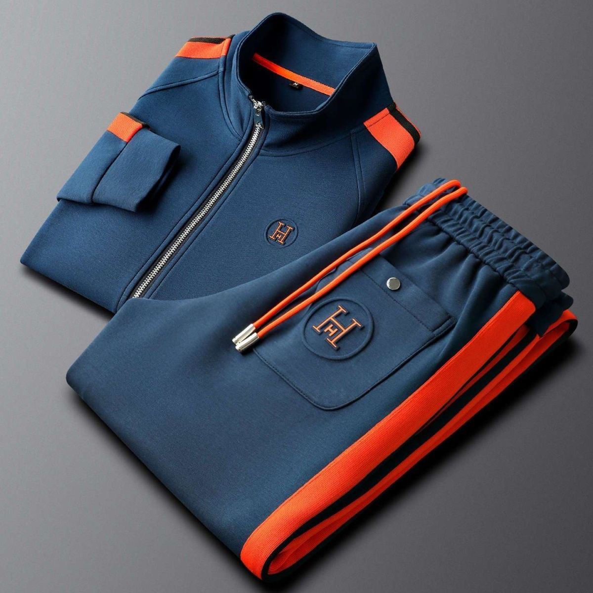 Davide | Tuta Sportiva Uomo Completo con Zip e Bande a Contrasto