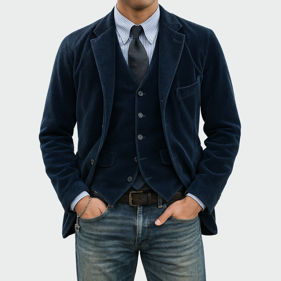 Edoardo | Blazer Uomo di Velluto a Coste con Gilet