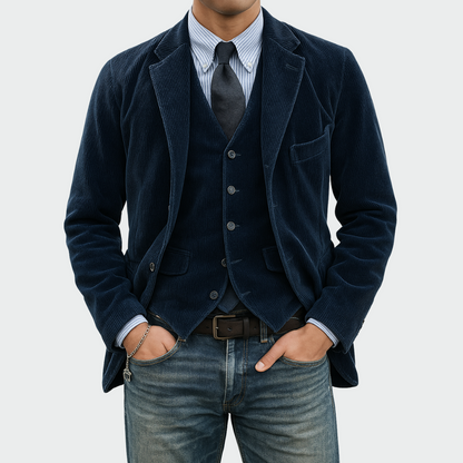 Edoardo | Blazer Uomo di Velluto a Coste con Gilet