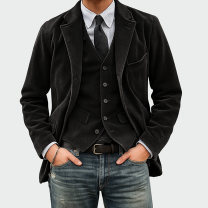 Edoardo | Blazer Uomo di Velluto a Coste con Gilet