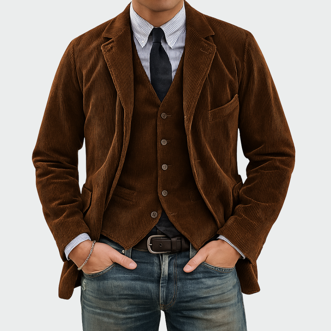 Edoardo | Blazer Uomo di Velluto a Coste con Gilet