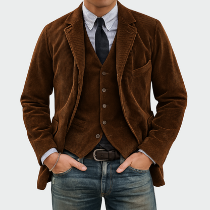 Edoardo | Blazer Uomo di Velluto a Coste con Gilet