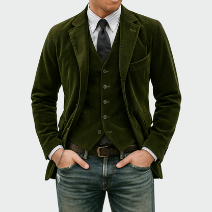 Edoardo | Blazer Uomo di Velluto a Coste con Gilet