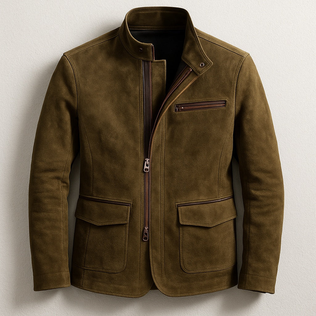 Edoardo | Giacca di Camoscio in Pelle Uomo con Zip