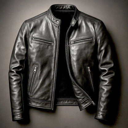 Edoardo | Giubbotto Pelle Uomo Biker Colletto Rialzato