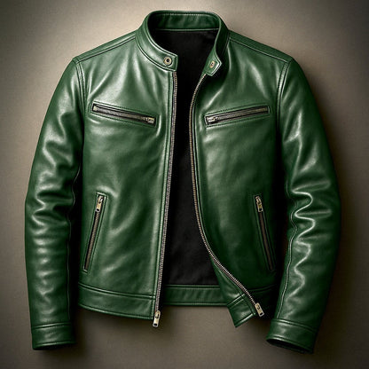 Edoardo | Giubbotto Pelle Uomo Biker Colletto Rialzato
