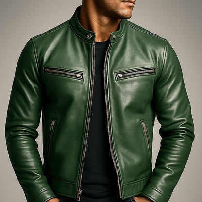 Edoardo | Giubbotto Pelle Uomo Biker Colletto Rialzato