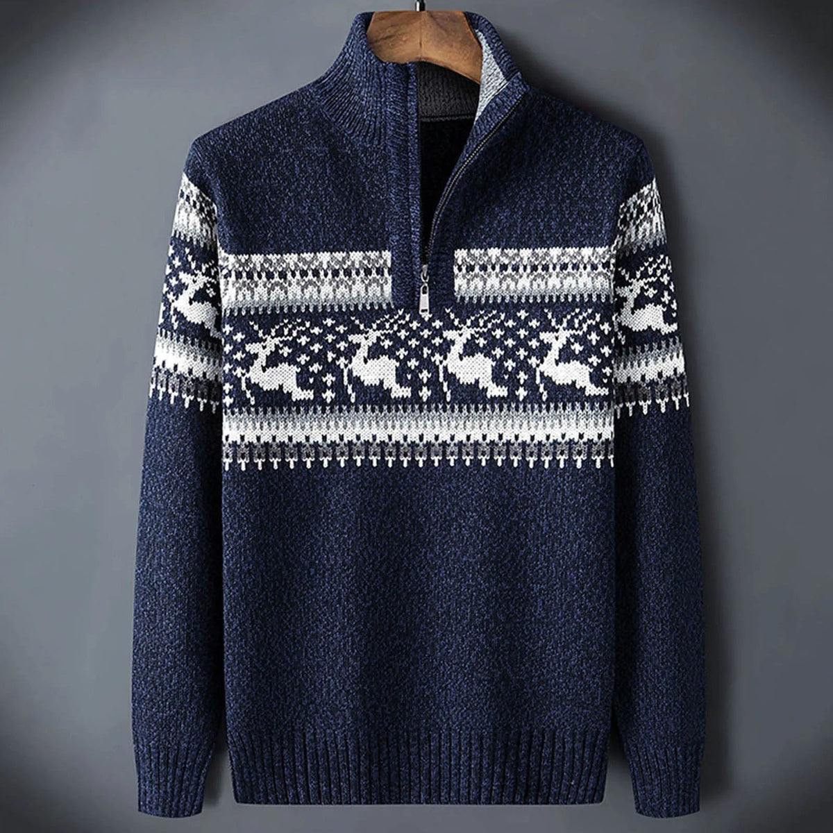 Edoardo | Maglione Natalizio Uomo Quarter Zip Fair Isle Collo Alto