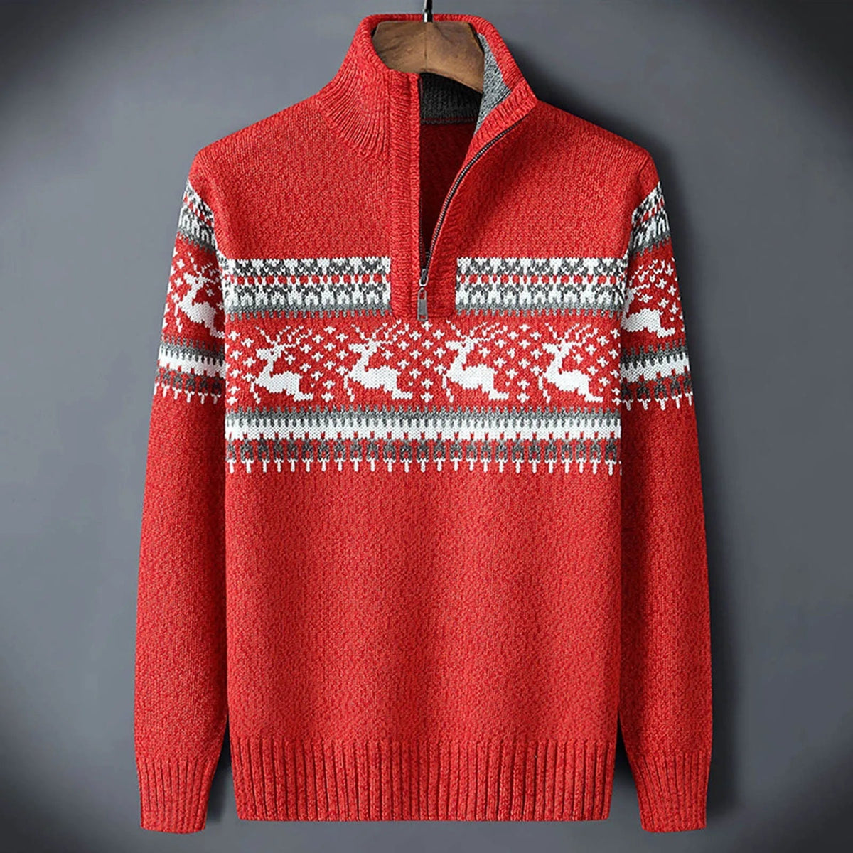 Edoardo | Maglione Natalizio Uomo Quarter Zip Fair Isle Collo Alto