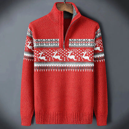 Edoardo | Maglione Natalizio Uomo Quarter Zip Fair Isle Collo Alto