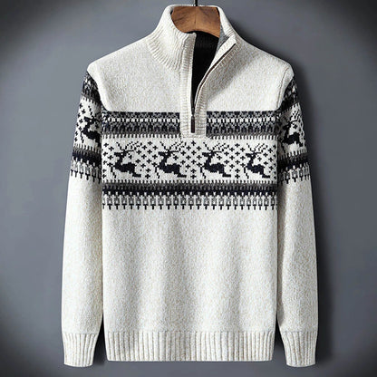 Edoardo | Maglione Natalizio Uomo Quarter Zip Fair Isle Collo Alto