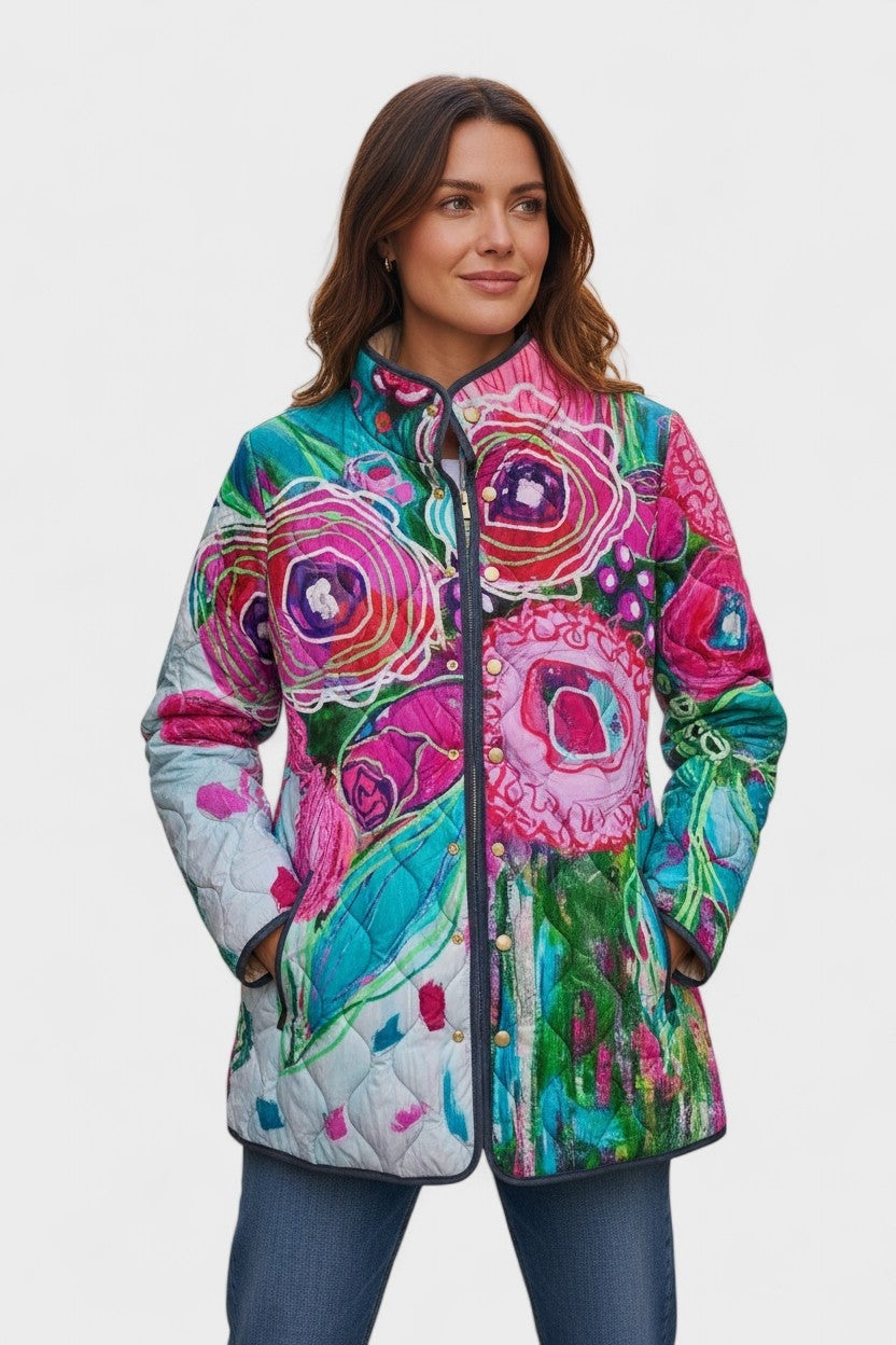 Eleonora | Giacche Invernali Donna Imbottita Patchwork Floreale