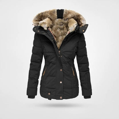 Eleonora | Piumino Donna con Cappuccio in Pelliccia Midi Invernale