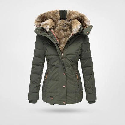 Eleonora | Piumino Donna con Cappuccio in Pelliccia Midi Invernale