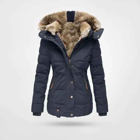Eleonora | Piumino Donna con Cappuccio in Pelliccia Midi Invernale