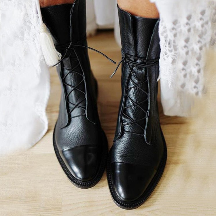 Elisa | Anfibi in Pelle Donna Stivali con Lacci