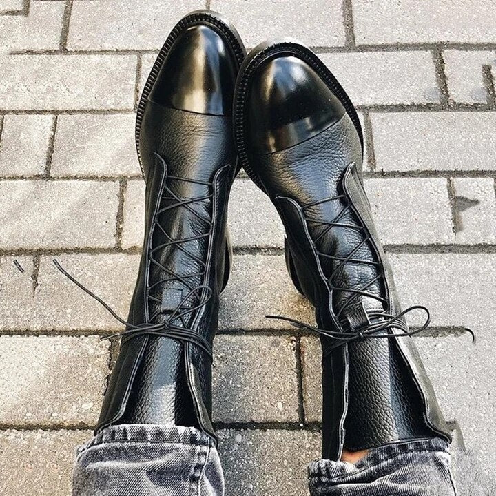 Elisa | Anfibi in Pelle Donna Stivali con Lacci