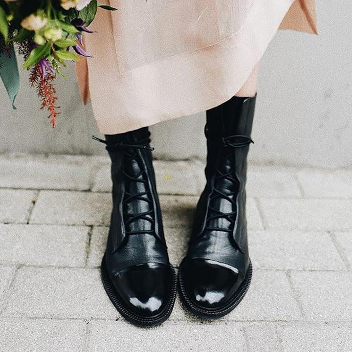 Elisa | Anfibi in Pelle Donna Stivali con Lacci