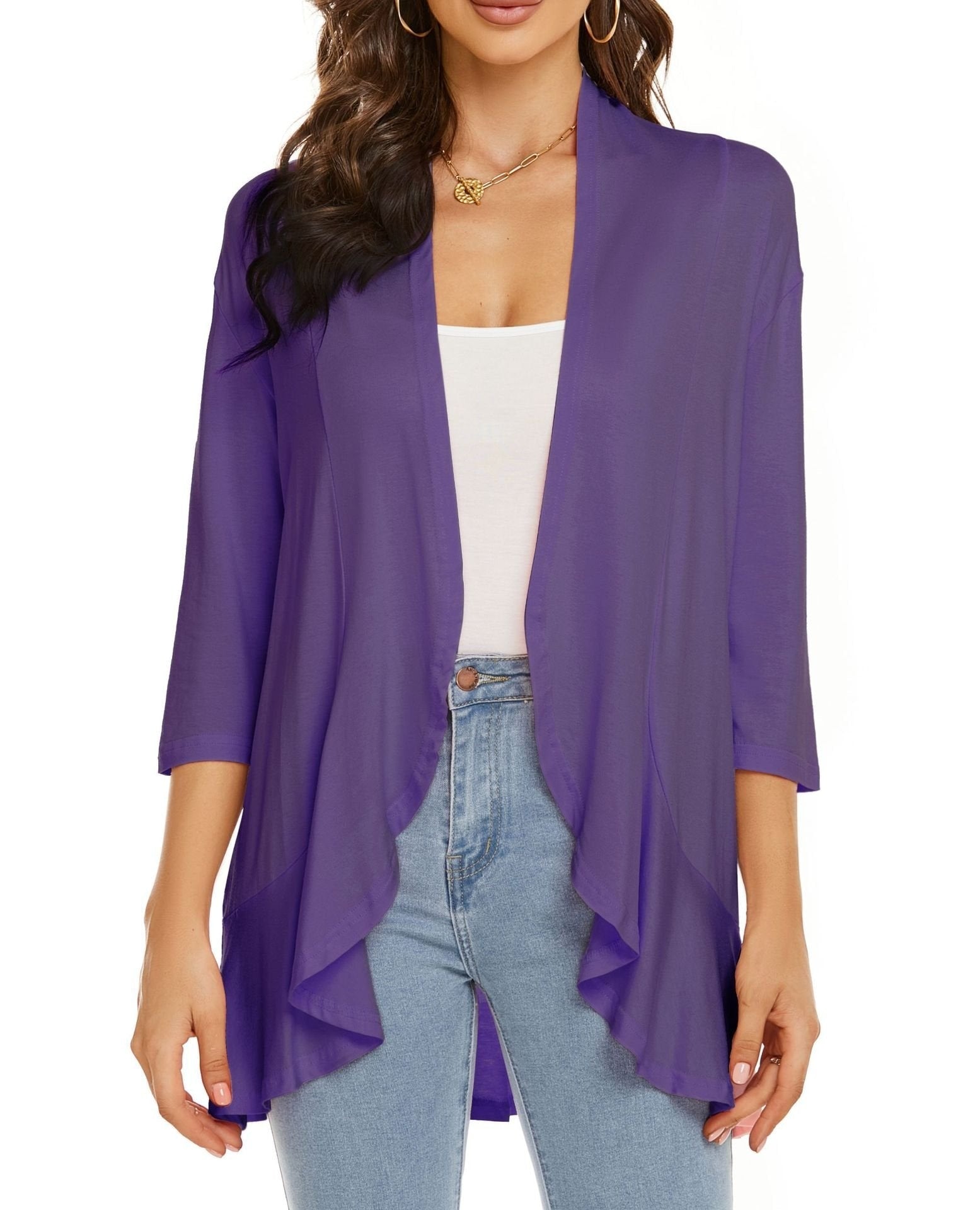 Elisa | Cardigan Donna Aperto Maniche 3/4 Drappeggiato