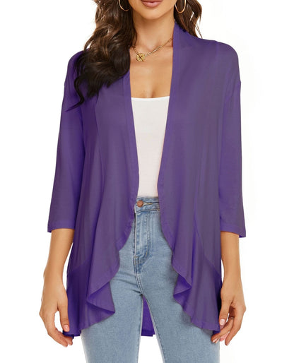 Elisa | Cardigan Donna Aperto Maniche 3/4 Drappeggiato