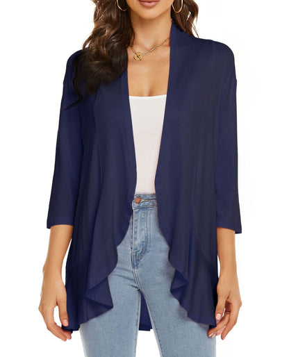 Elisa | Cardigan Donna Aperto Maniche 3/4 Drappeggiato