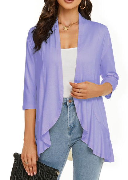 Elisa | Cardigan Donna Aperto Maniche 3/4 Drappeggiato
