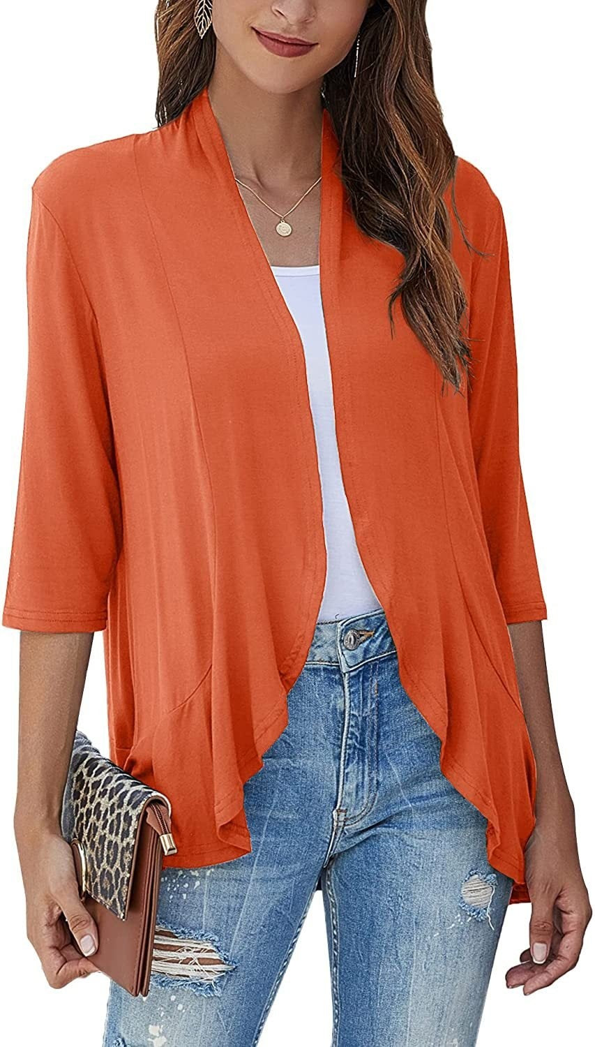 Elisa | Cardigan Donna Aperto Maniche 3/4 Drappeggiato