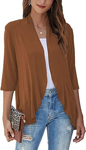 Elisa | Cardigan Donna Aperto Maniche 3/4 Drappeggiato