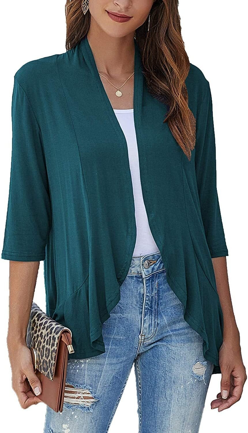 Elisa | Cardigan Donna Aperto Maniche 3/4 Drappeggiato