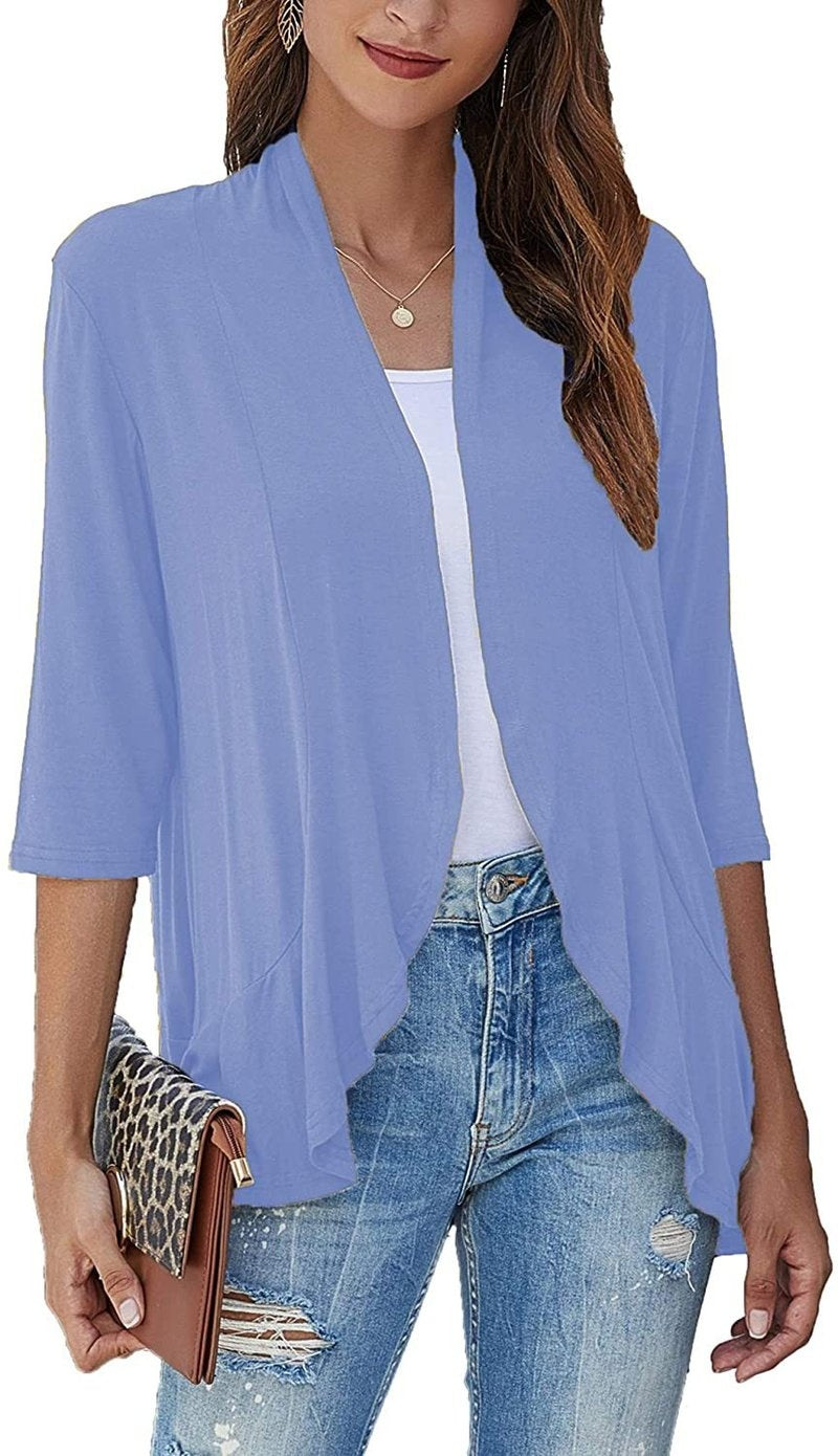Elisa | Cardigan Donna Aperto Maniche 3/4 Drappeggiato