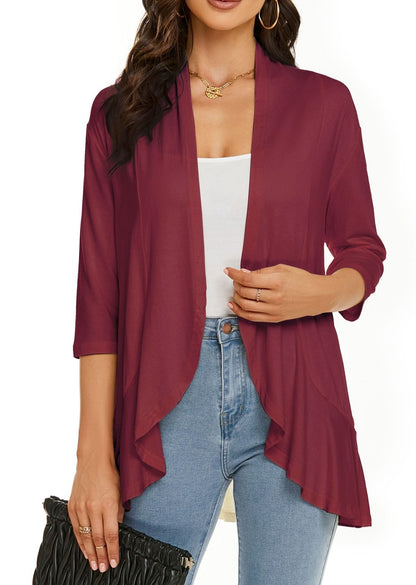 Elisa | Cardigan Donna Aperto Maniche 3/4 Drappeggiato