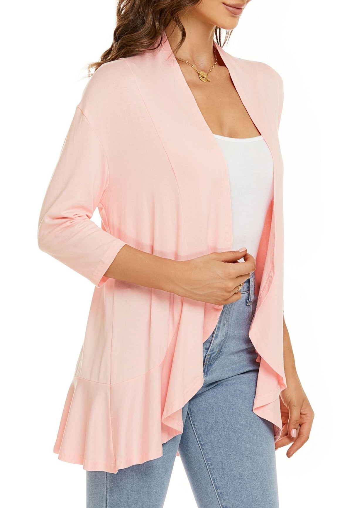 Elisa | Cardigan Donna Aperto Maniche 3/4 Drappeggiato