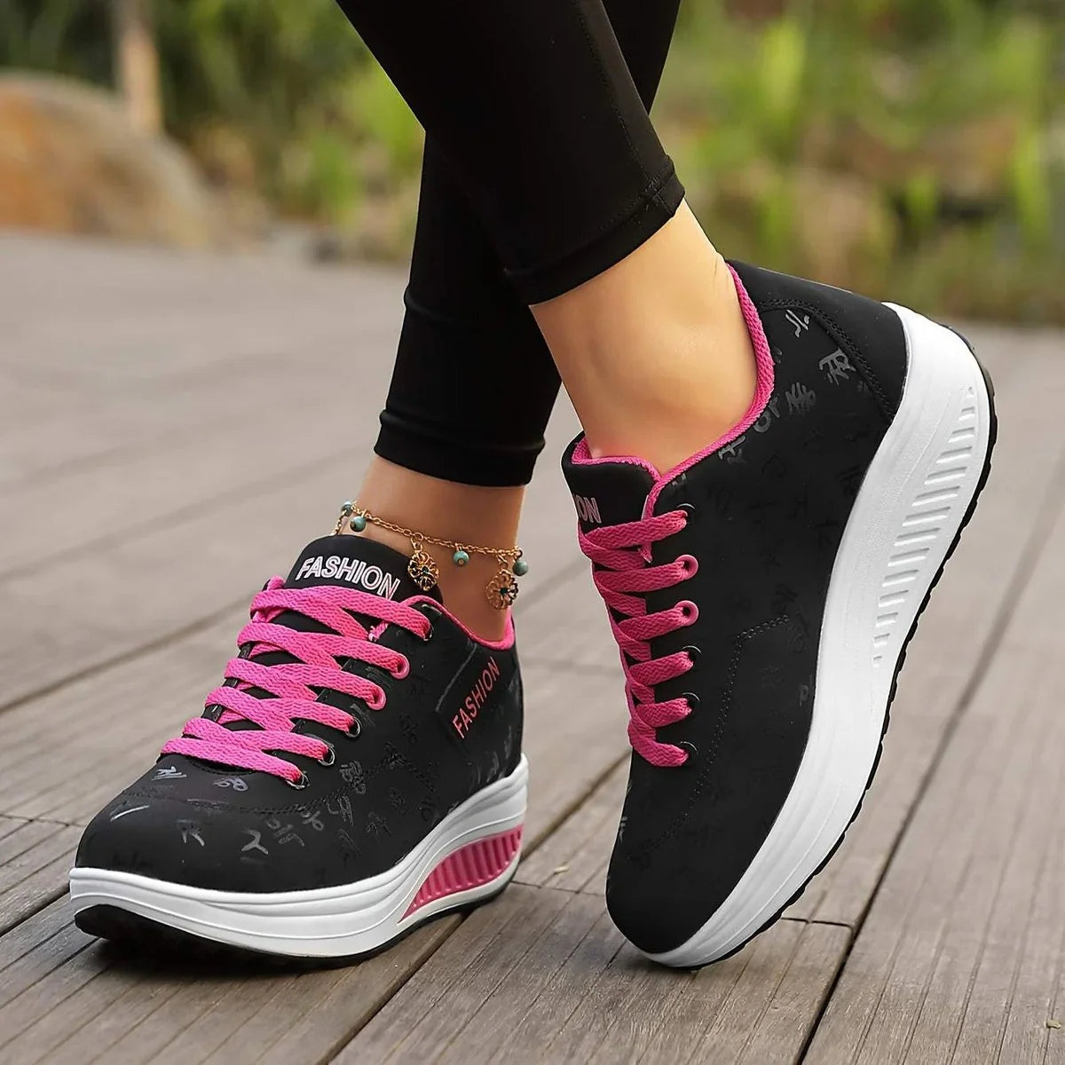 Elisa | Scarpe Platform Donna con Lacci Stampa Moda