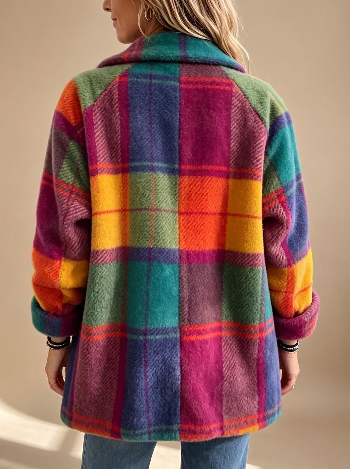 Emma | Cappotto Teddy a Quadri Donna Oversize Invernale
