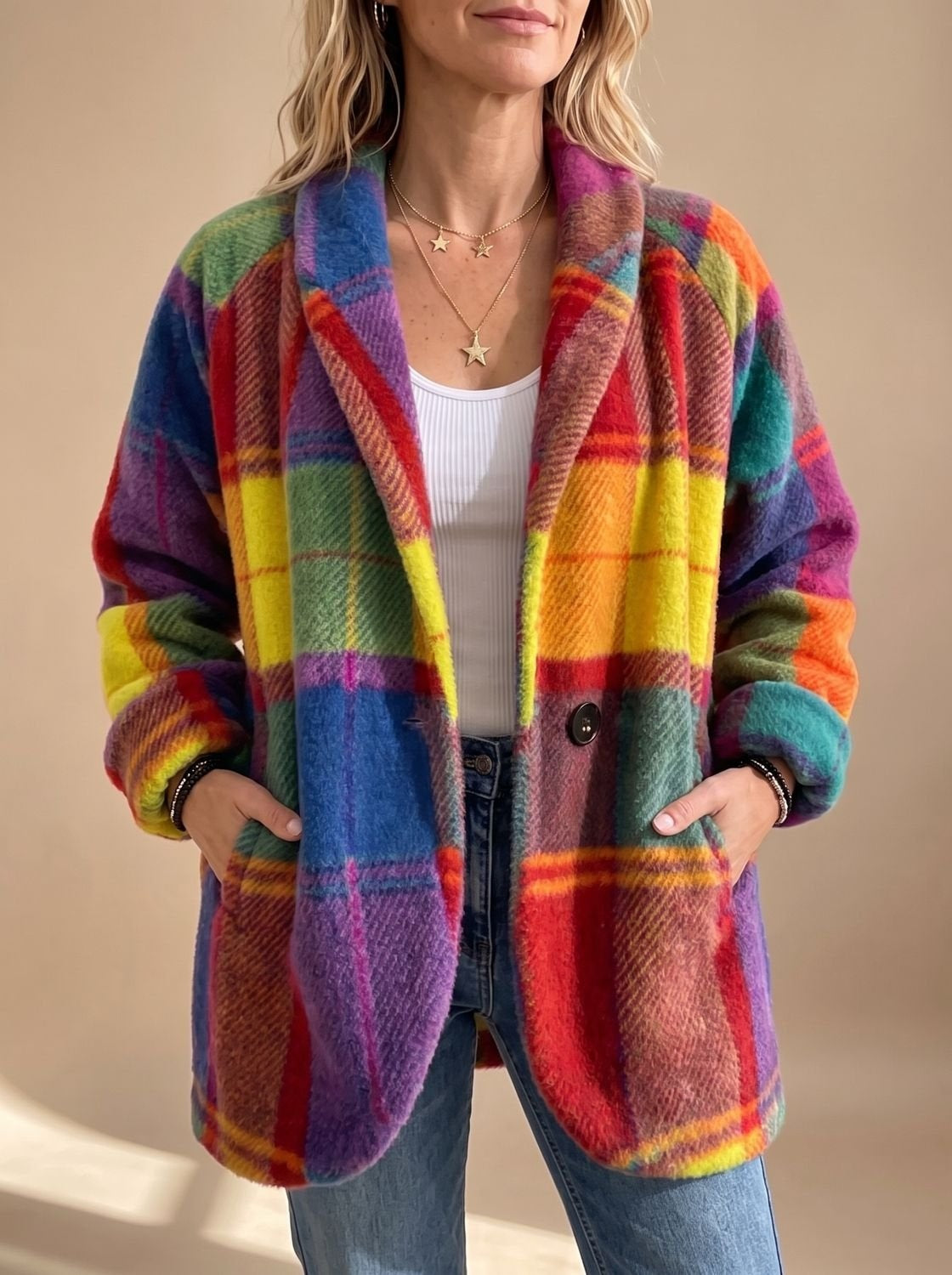 Emma | Cappotto Teddy a Quadri Donna Oversize Invernale