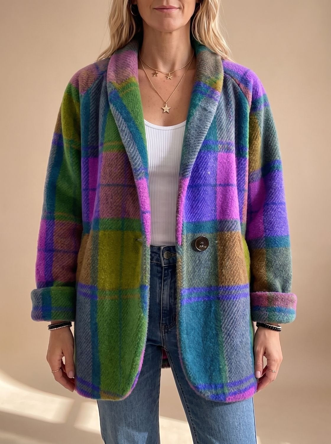 Emma | Cappotto Teddy a Quadri Donna Oversize Invernale