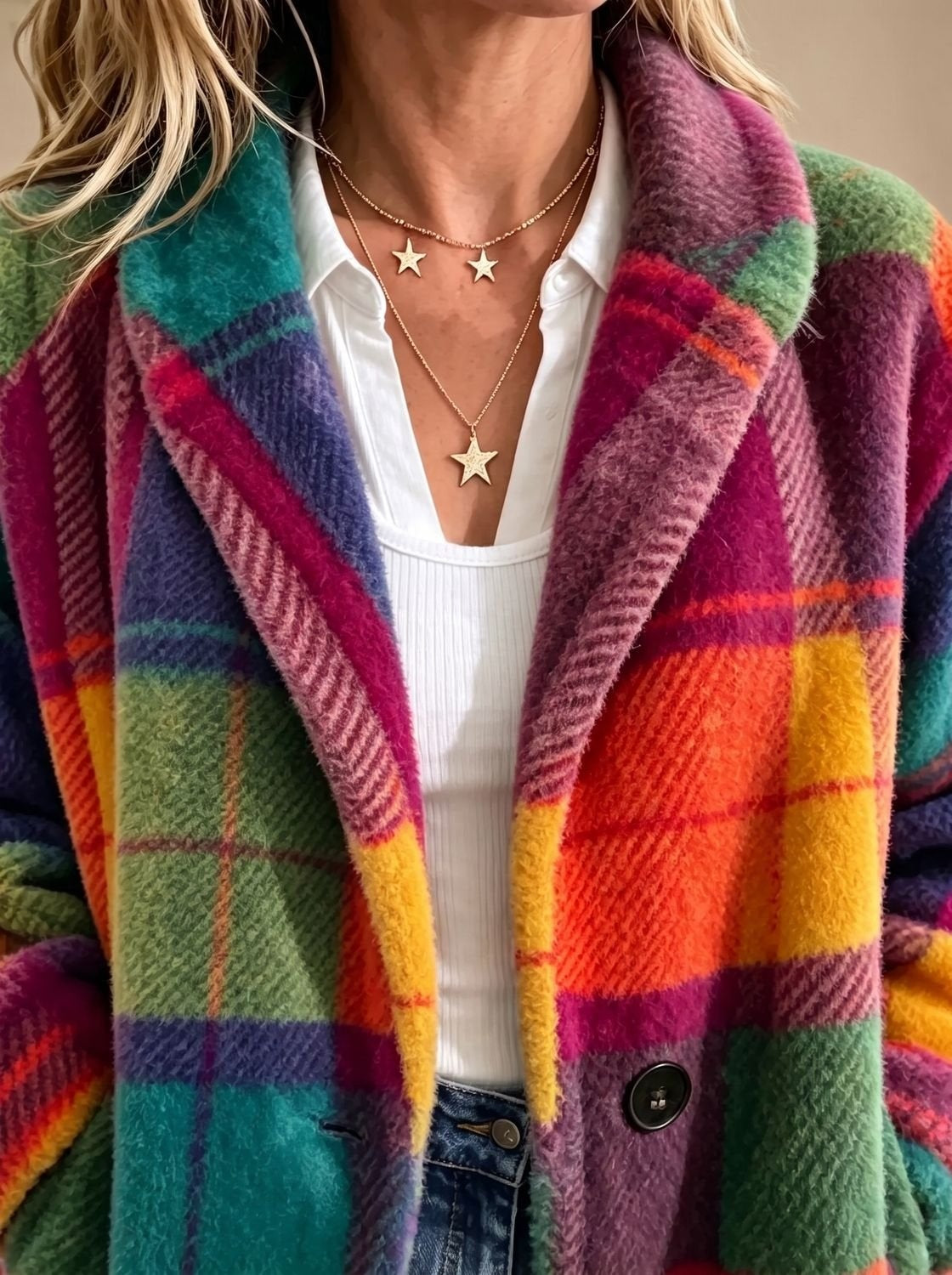Emma | Cappotto Teddy a Quadri Donna Oversize Invernale