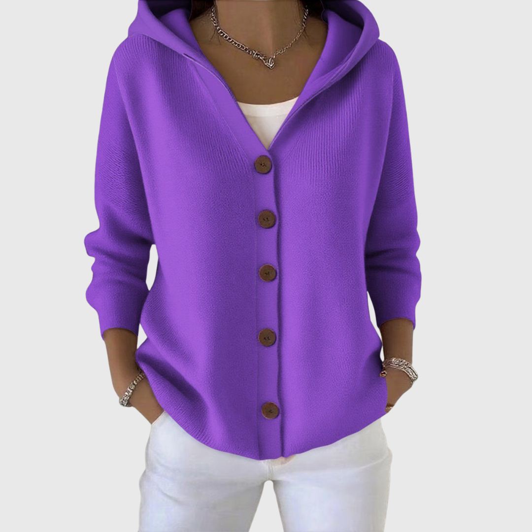 Emma | Cardigan con Cappuccio Donna Bottoni Maglia