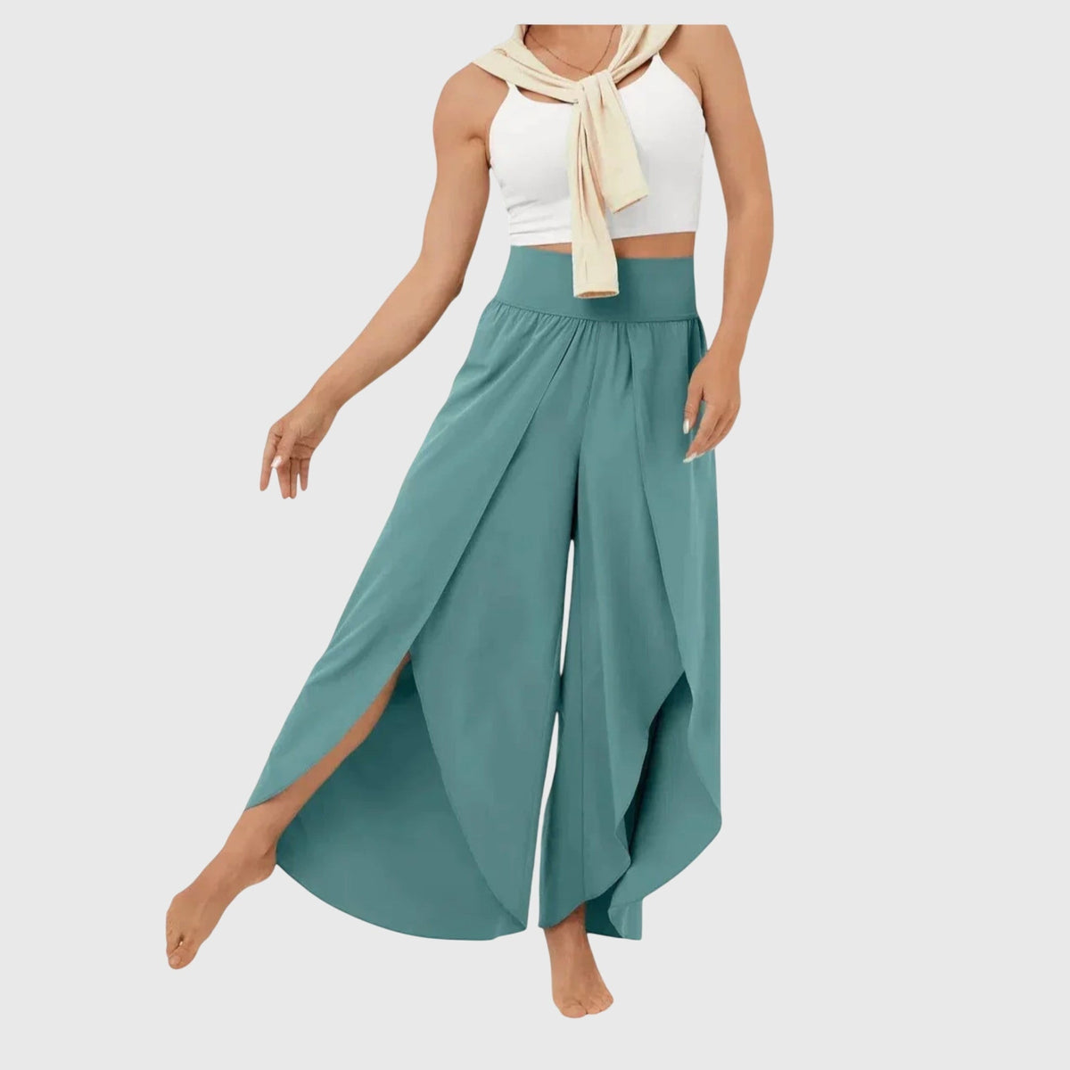 Emma | Pantaloni a Palazzo Donna Vita Alta Spacco Laterale