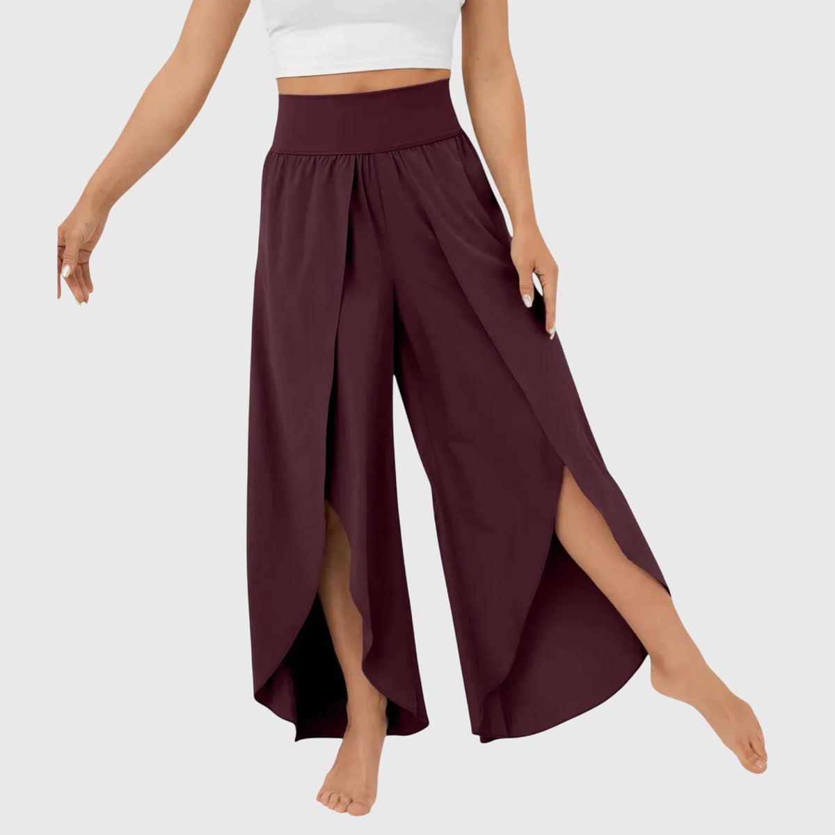 Emma | Pantaloni a Palazzo Donna Vita Alta Spacco Laterale