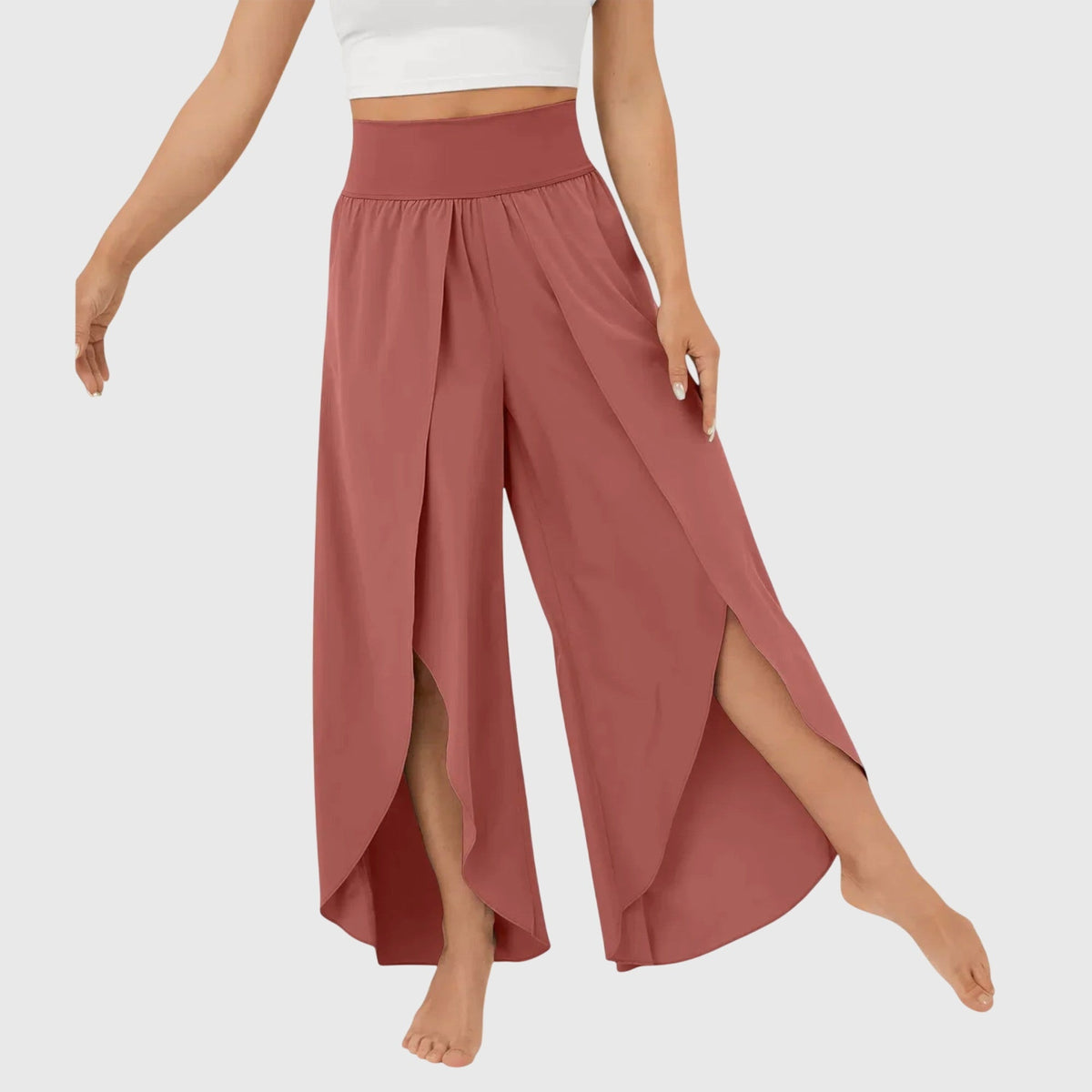 Emma | Pantaloni a Palazzo Donna Vita Alta Spacco Laterale