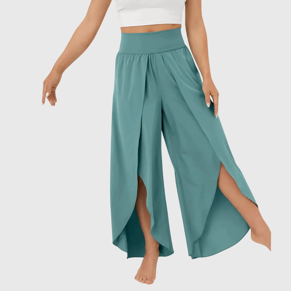Emma | Pantaloni a Palazzo Donna Vita Alta Spacco Laterale