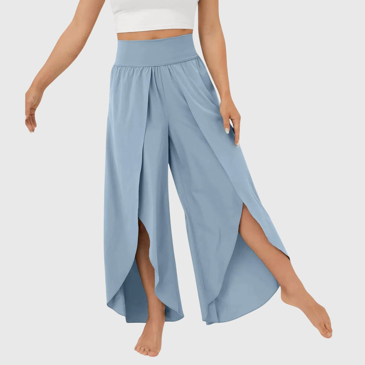 Emma | Pantaloni a Palazzo Donna Vita Alta Spacco Laterale
